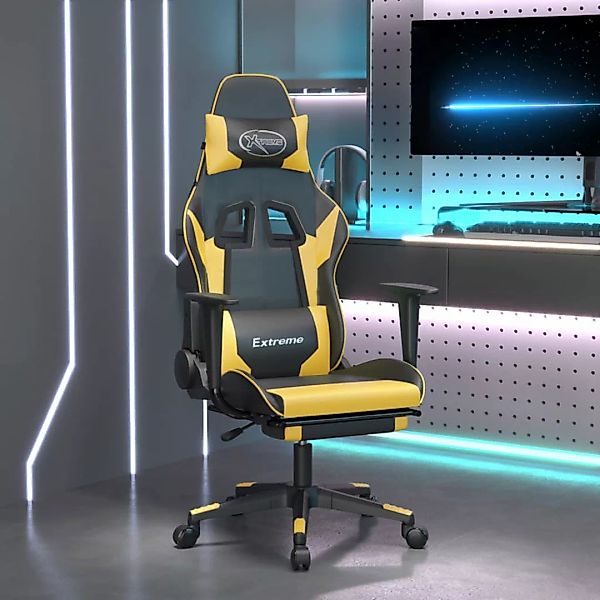 Vidaxl Gaming-stuhl Mit Fußstütze Schwarz Und Golden Kunstleder günstig online kaufen