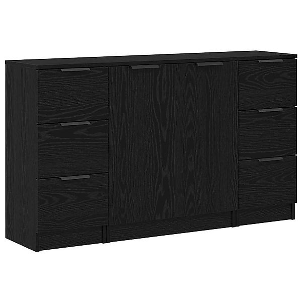 vidaXL Sideboard 3-Tlg Schwarz Eichen-Optik 121 x 30 x 70 cm 3332544 günstig online kaufen