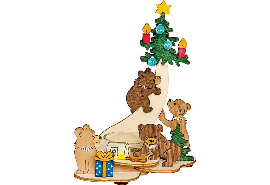 Kuhnert Schwibbogen Bastelset Teelichthalter Bärenkinder (8,5cm) von Drechs günstig online kaufen