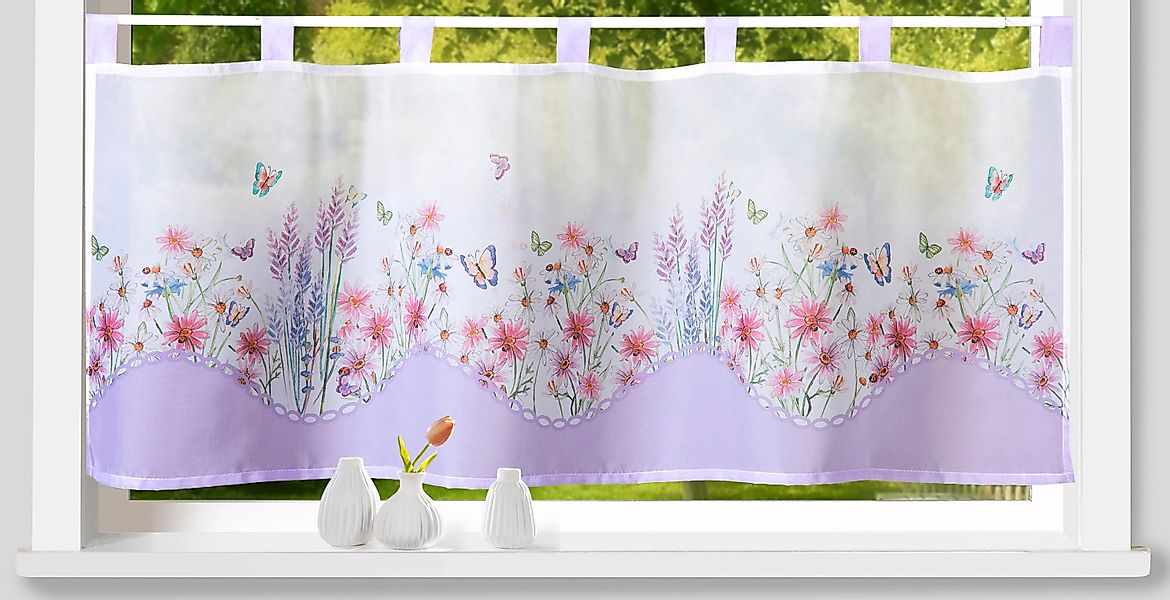 Weckbrodt Scheibengardine »Leonie« Schlaufen 1 Stk. tlg. Bistro, Voile, bed günstig online kaufen