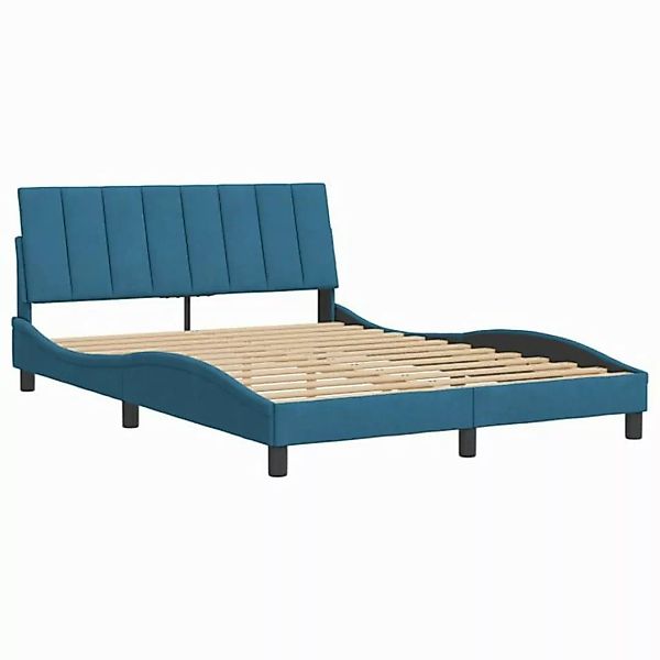 vidaXL Bett Bettgestell mit Kopfteil Blau 120x200 cm Samt günstig online kaufen