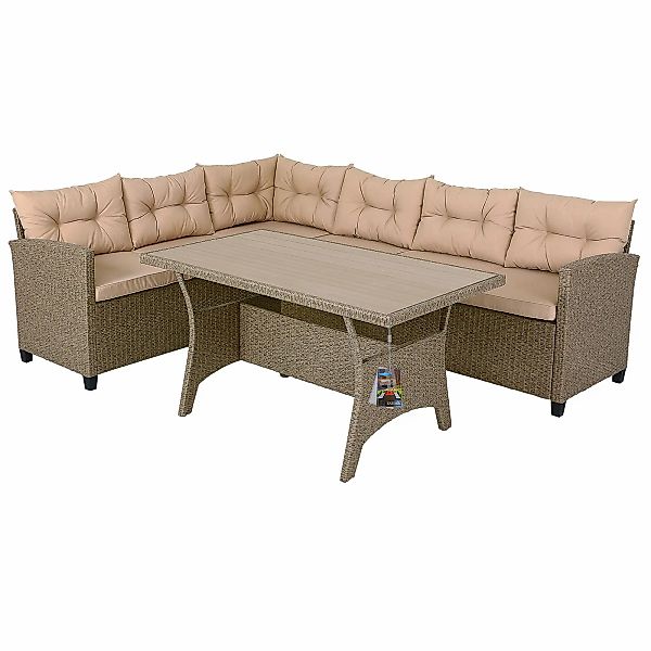 Polyrattan Ecklounge Creme/Beige inkl. Kissen günstig online kaufen