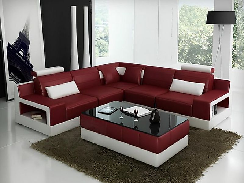 JVmoebel Sofa LEDERSOFA ECKSOFA DESIGN COUCH BETTFUNKTION GARNITUR WOHNLAND günstig online kaufen