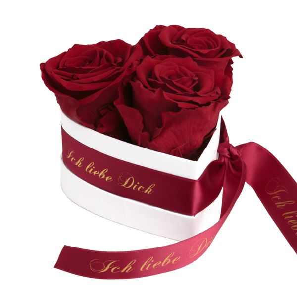 Kunstblume Rosenbox Herz 3 infinity Rosen günstig online kaufen