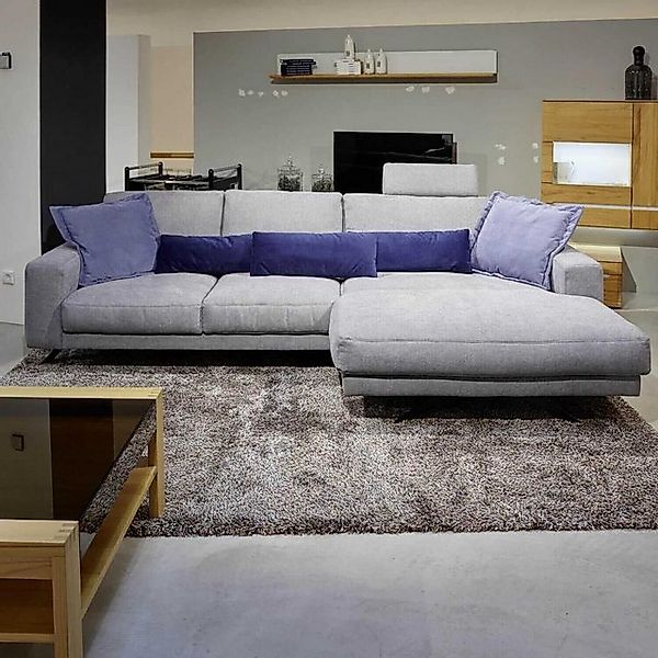 Activineo Ecksofa Ecksofa Amalfi Stoff XLM 8 Hellgrau mit 5 Kissen günstig online kaufen