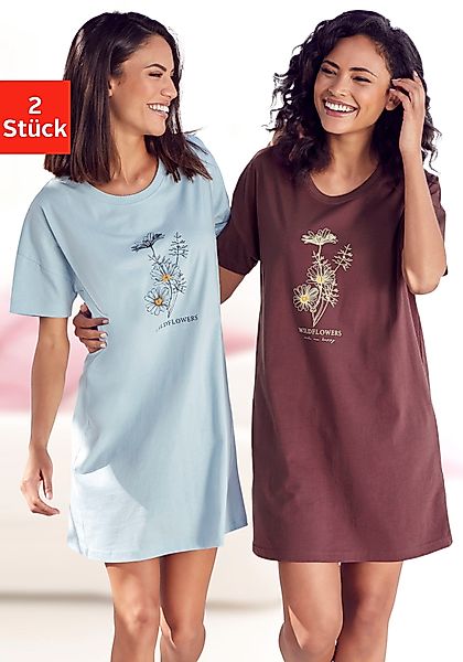 Vivance Dreams Bigshirt (2er-Pack) mit Frontdruck günstig online kaufen