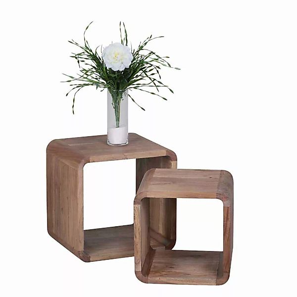 Zweisatztisch aus Akazie Massivholz abgerundet (zweiteilig) günstig online kaufen