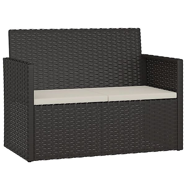 furnicato Gartenbank mit Kissen Schwarz 105 cm Poly Rattan günstig online kaufen