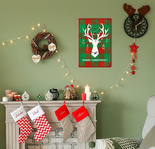 queence Metallbild "Merry Christmas Reindeer", (1 St.), Stahlschilder günstig online kaufen