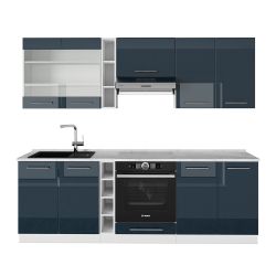 Vicco Küchenzeile Fame-Line, Dunkelblau Hochglanz/Weiß, 235 günstig online kaufen