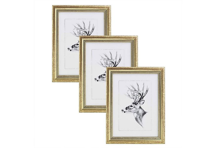 Woltu Bilderrahmen, für 3 Bilder (3 St), Artos Stil Holzrahmen Fotogalerie günstig online kaufen