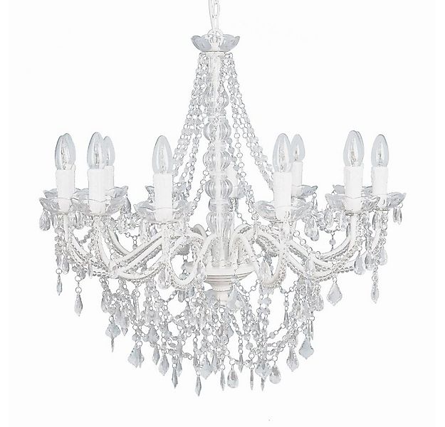 Grafelstein Kronleuchter Großer 12-armiger Kronleuchter weiß mit Kristallen günstig online kaufen