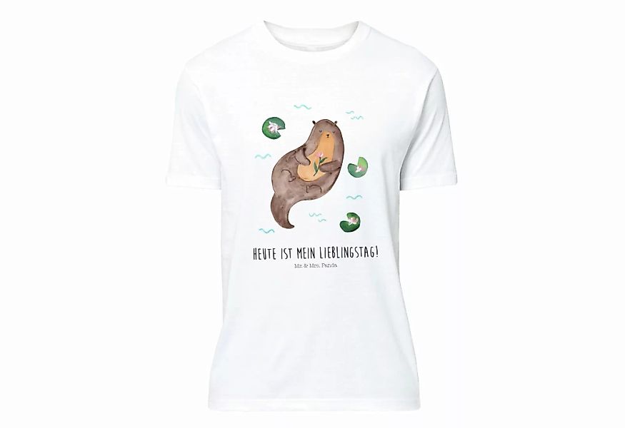 Mr. & Mrs. Panda T-Shirt Otter mit Seerose - Weiß - Geschenk, Sprüche, Fisc günstig online kaufen