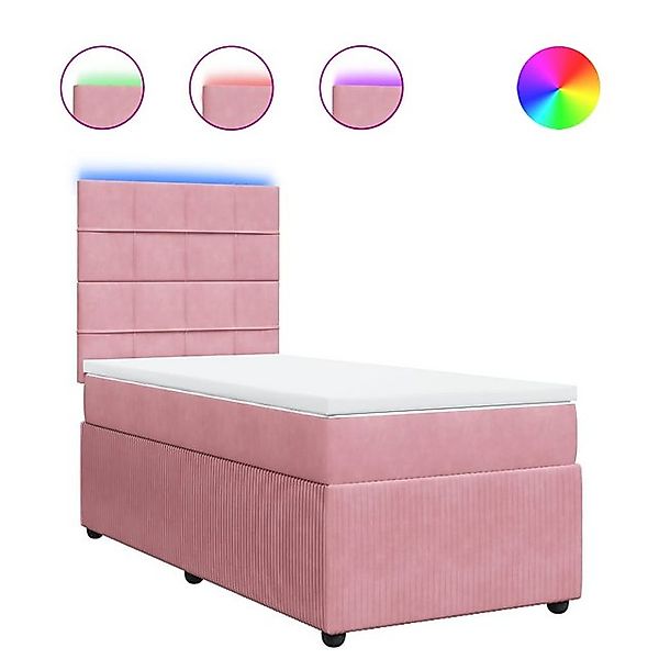 vidaXL Boxspringbett, Boxspringbett mit Matratze Rosa 80x200 cm Samt günstig online kaufen