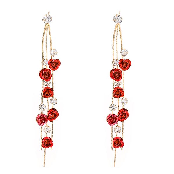 RWEUOQ Paar Ohrstecker Rote Rosen-Tassel-Ohrringe mit günstig online kaufen