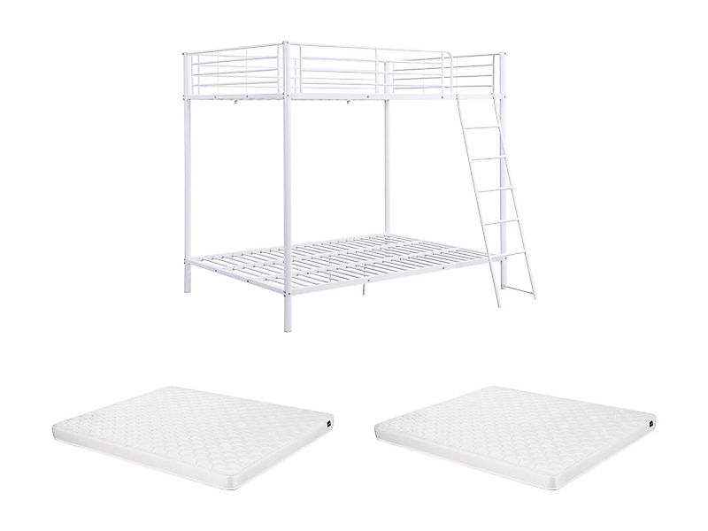 Etagenbett + Matratze - 2 x 140 x 190 cm - Metall - Weiß - GEMINI II günstig online kaufen