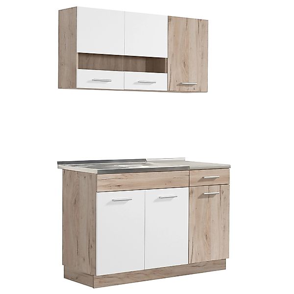 Homestyle4u Küchenzeile ohne Geräte 120x206,5x60 cm in Eiche Braun 2358 günstig online kaufen