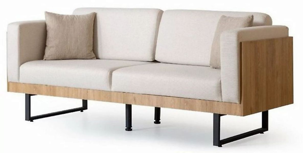 Casa Padrino 3-Sitzer Casa Padrino Luxus 3er Sofa Creme / Braun / Schwarz 2 günstig online kaufen
