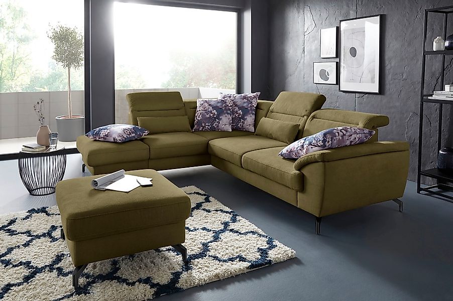 sit&more Ecksofa »Percy L-Form« 12 cm Fußhöhe, Sitztiefenverstellung, wahlw günstig online kaufen