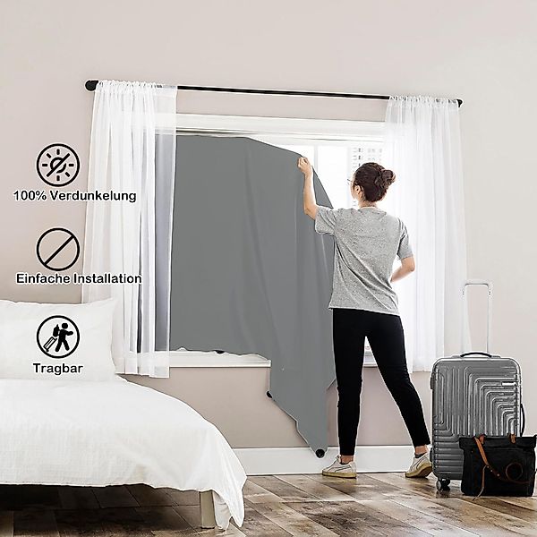 Verdunklungsrollo Tragbarer Fenstervorhang 100 % Verdunkelungsvorhang günstig online kaufen