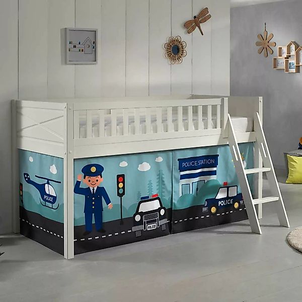 Kinderbett Etagenbett aus Kiefer Massivholz Polizei Motiv günstig online kaufen