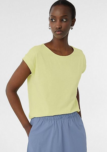 comma Kurzarmshirt T-Shirt Jersey-T-Shirt mit Flammgarnstruktur günstig online kaufen