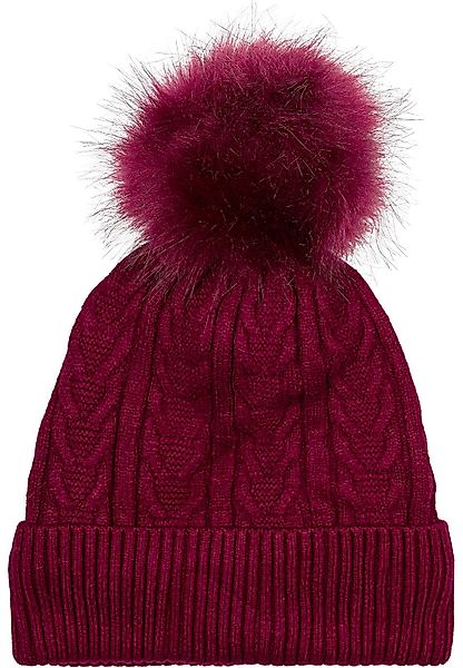 styleBREAKER Bommelmütze Feinstrick Bommelmütze mit Zopfmuster günstig online kaufen