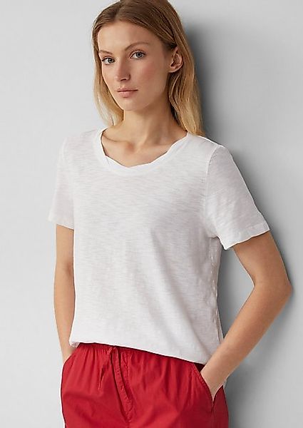 s.Oliver Kurzarmshirt T-Shirt mit Flammgarnstruktur und Ausschnitt-Detail günstig online kaufen