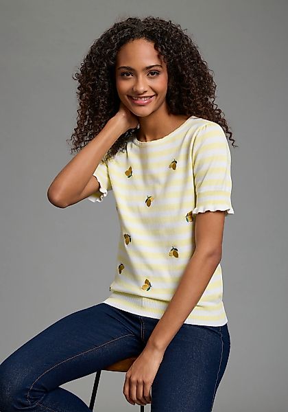 KangaROOS Kurzarmpullover Mit Rundhalsausschnitt, Kurzarm, Zitronenstickere günstig online kaufen