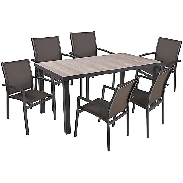 Garden Pleasure Gartenmöbel-Set Rana 7-teilig mit Stapelstühle Elena Anthra günstig online kaufen