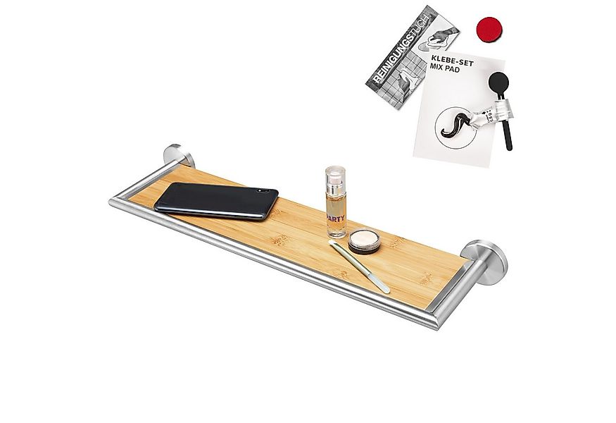 bremermann Wandregal Bad-Serie PIAZZA BAMBUS - inkl. Klebeset aus Edelstahl günstig online kaufen