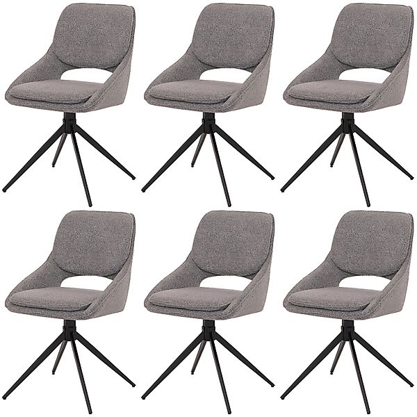 MCW Esszimmerstuhl N73 6er-Set Stoff/Textil Boucle 540g/m² Grau günstig online kaufen