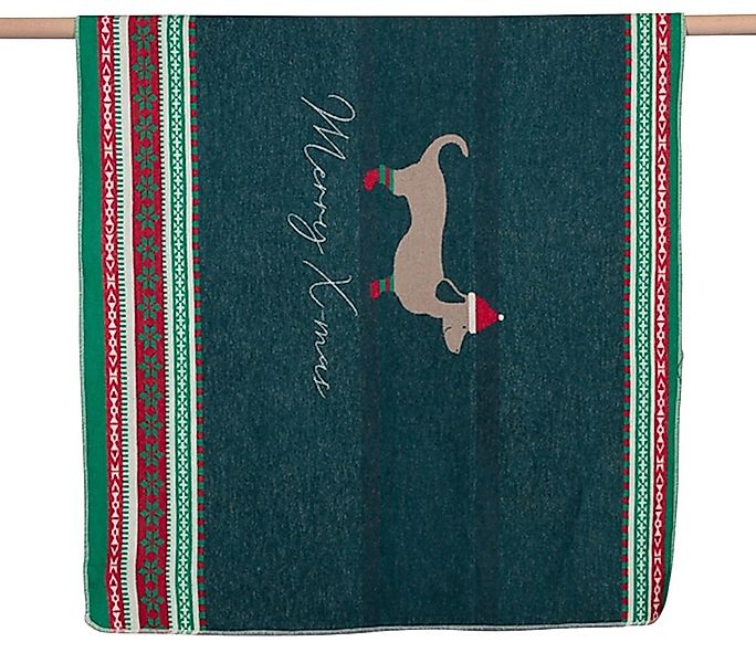 DAVID FUSSENEGGER Tierdecke Hundedecke 'Merry X-mas' 100 x 140 cm Tannengrü günstig online kaufen