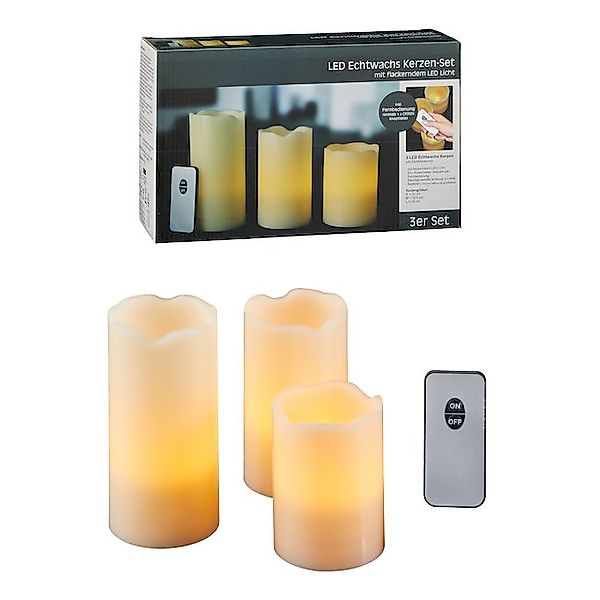 LED-Kerzen-Set BASIC 4 tlg Echtwachs Elfenbein Hellbraun günstig online kaufen