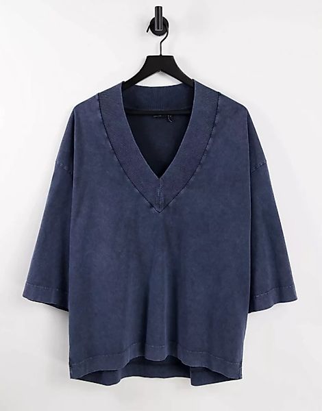 ASOS DESIGN – Schweres Oversize-T-Shirt, grellblau verwaschen-Mehrfarbig günstig online kaufen