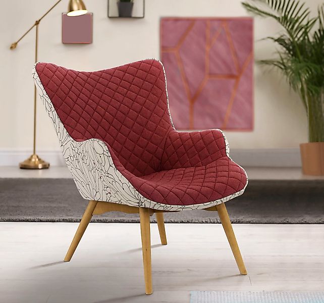 Home affaire Sessel "Duke Print" Karoprägung im Sitzbereich und Dekostoff a günstig online kaufen