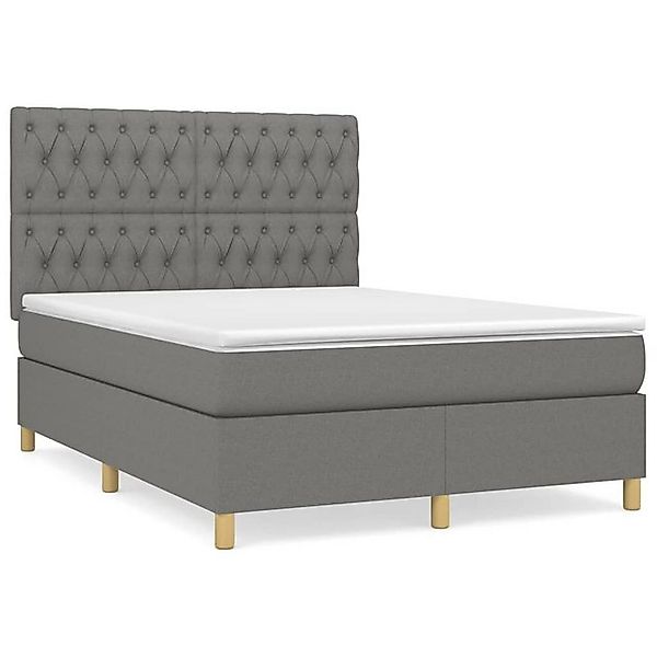 vidaXL Boxspringbett, Boxbett mit Matratze Dunkelgrau 140x200 cm Stoff günstig online kaufen