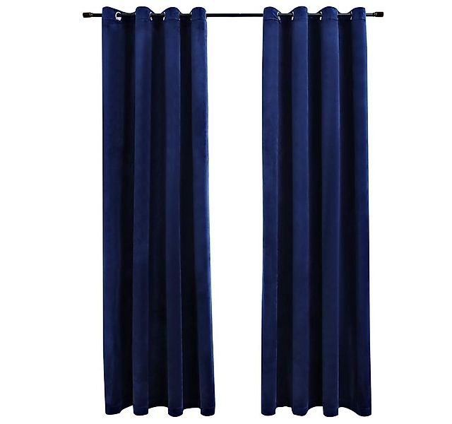 furnicato Vorhang Verdunkelungsvorhänge mit Ösen 2 Stk. Samt Dunkelblau 140 günstig online kaufen