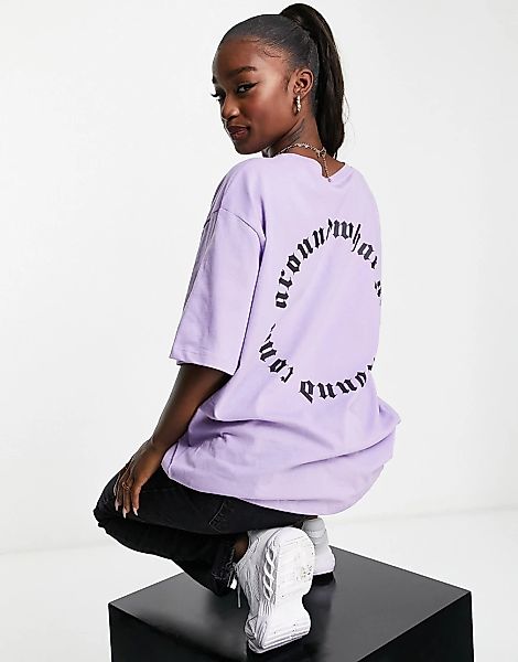 NA-KD – Oversized-T-Shirt in Flieder mit „Karma“-Textprint-Violett günstig online kaufen