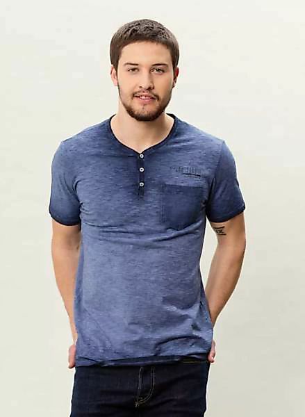 Mor-3097 Herren Garment Dyed Henley T-shirt Mit Brusttasche günstig online kaufen