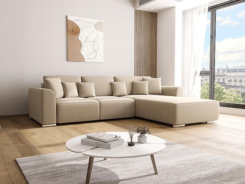 Ecksofa mit Schlaffunktion - Ecke wechselbar - Stoff - Beige - MELTANA günstig online kaufen