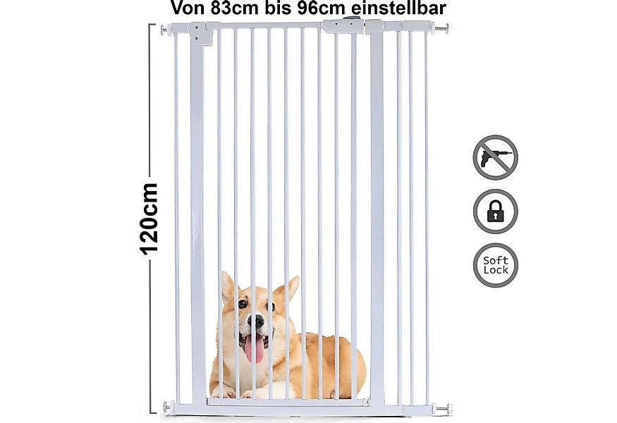 RAMROXX Treppenschutzgitter Absperrgitter Treppenschutz Metall weiß verstel günstig online kaufen