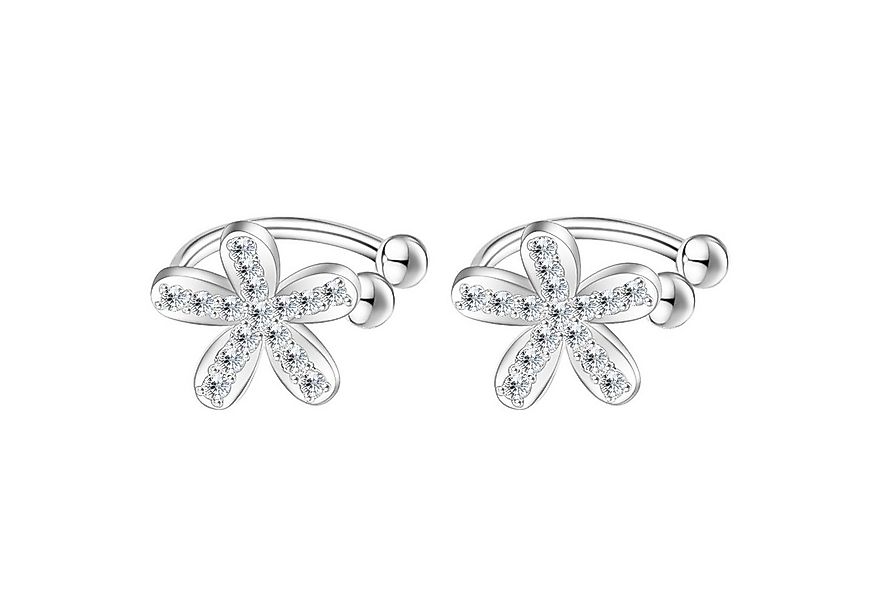 LÖB Ohrklemme Silber Ohrklemme Blumen Zirkonia Ear Cuff Fake Ohr Piercing R günstig online kaufen