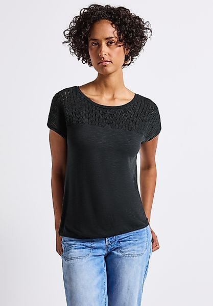 STREET ONE T-Shirt aus elastischem Materialmix günstig online kaufen