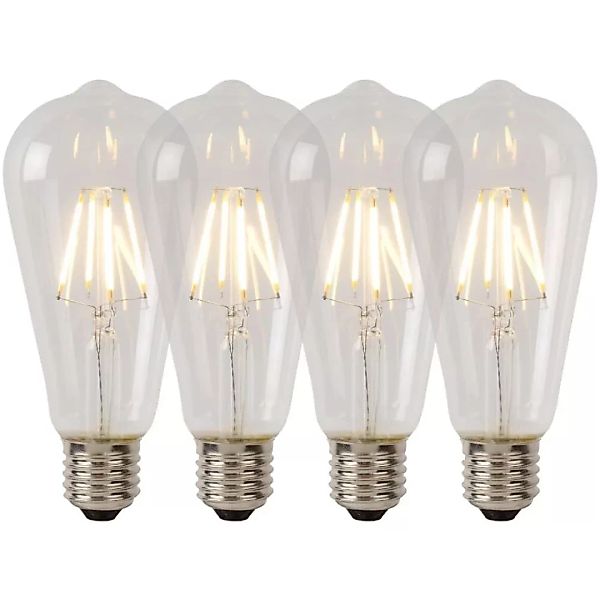 LED Leuchtmittel E27 - ST64 in Transparent 7W 1480lm Viererpack günstig online kaufen