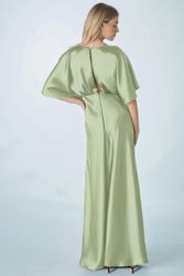 Next Satinkleid Langes Satin-Brautjungfernkleid mit Flatterärmeln günstig online kaufen