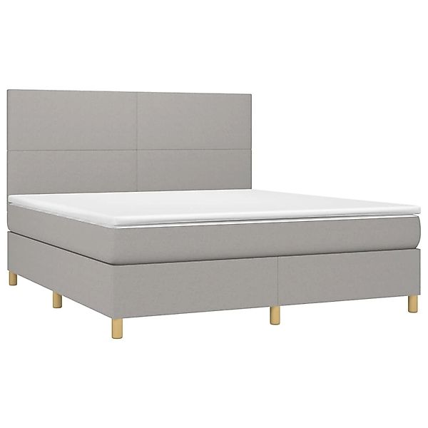 vidaXL Boxspringbett mit Matratze & LED Hellgrau 180x200 cm Stoff 3135293 günstig online kaufen