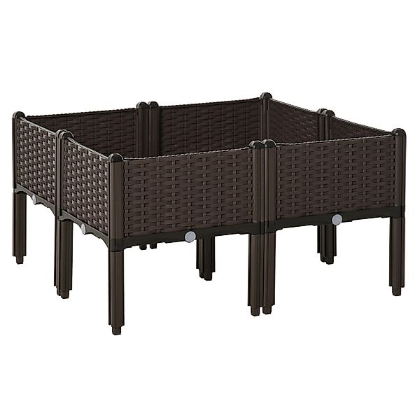 Outsunny Garten-Bett Set Kunststoff-Kunststoff Braun 4-teilig günstig online kaufen