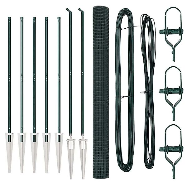 vidaXL Zaunpfosten Grün 10 x 1,5 m 16 x 16 mm Gitter Stahl und PVC 3352058 günstig online kaufen