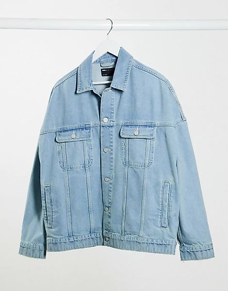 ASOS DESIGN – Oversize-Jeansjacke in hellblauer Waschung günstig online kaufen